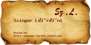 Szinger Lóránt névjegykártya