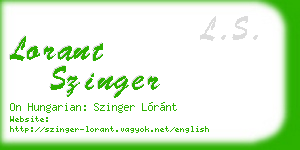 lorant szinger business card